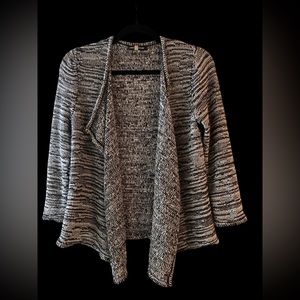 Black and white striped medium knit cardigan 3/4 sleeve from Cable and Gauge